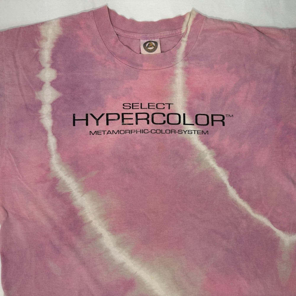 Vintage 90s Generra Hypercolor Heat Sensitive Tie Dye T-Shirt Made In USA XL - Picture 2 of 13